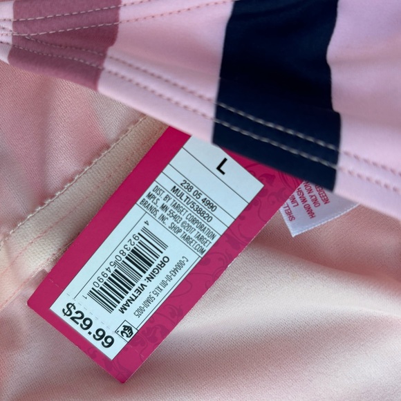 Xhilaration | NWTs Pink Striped Strappy Back One Piece Swimsuit - Picture 4 of 4